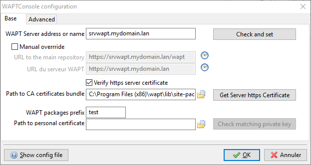 Configuring the WAPT console