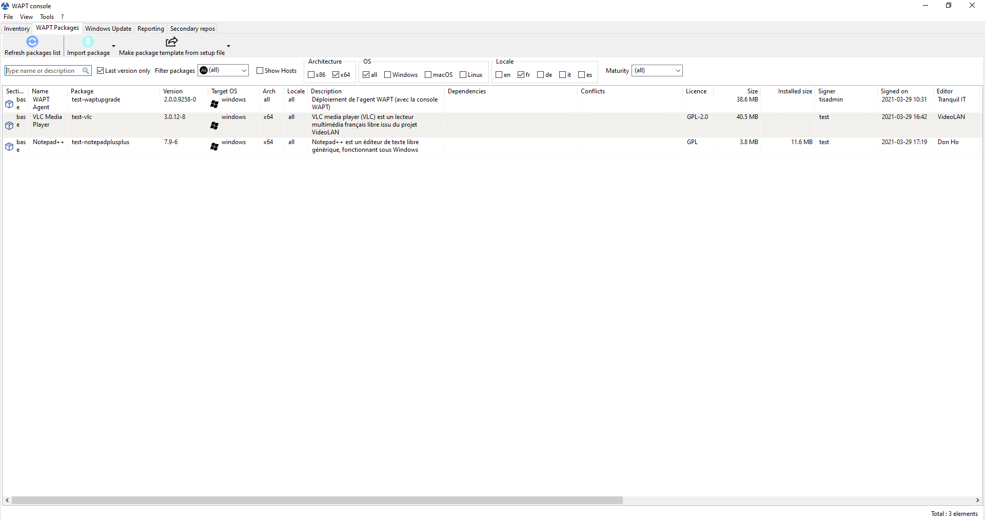 Imported WAPT package showing in your local WAPT repository