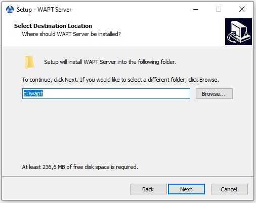 Choose the WAPT destination folder