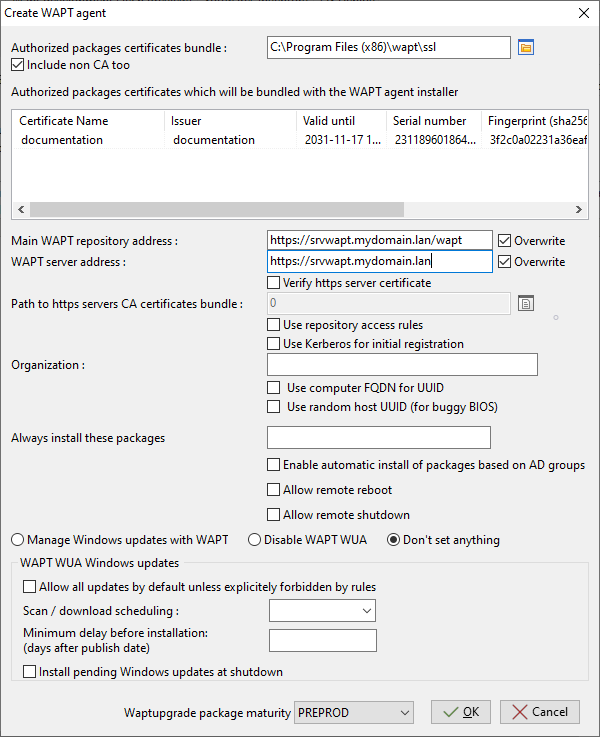 Filling in the informations on your Organization