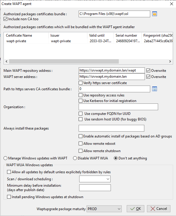 Filling in the informations on your Organization