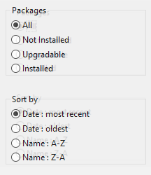 Filter panel in the WAPT Self-service window