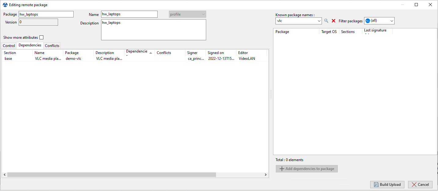 Adding WAPT packages to a *profile* bundle in the WAPT Console