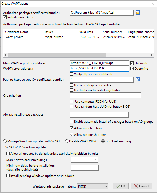 Filling in the informations on your Organization