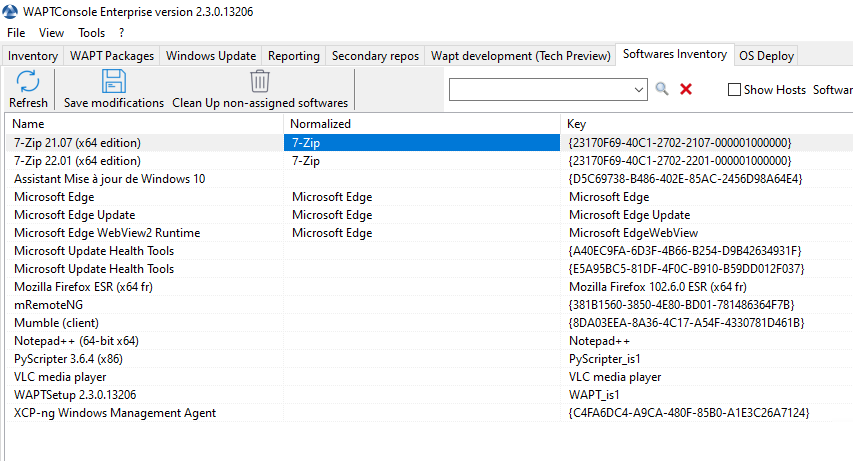 Normalizing the name of software titles in the WAPT Console