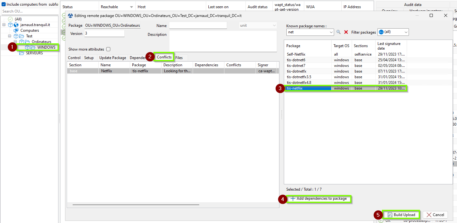 Uninstalling a package using the conflict feature