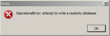 OperationnalError: attempt to write a readlony database