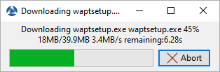 Progression de l'installation de l'agent WAPT