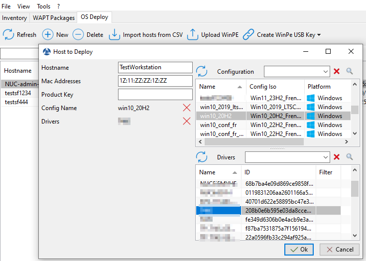 Deployment by new button on WADS