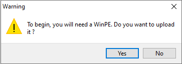 Boîte de dialogue informant du téléchargement d'un fichier WinPE dans la Console WADS